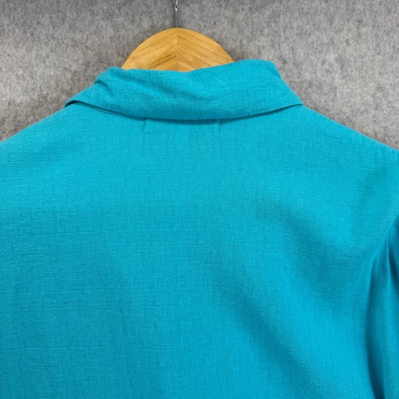 Christopher Calvin Button Collared Top Long Sleeve Blouse‎ Aqua Blue Size Medium - Picture 6 of 13